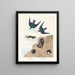 Swallow of the Shore Violet-Green Swallow - John James Audubon — framed artwork on a wall