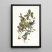 Stripe Warbler Painting - John James Audubon — framed artwork on a wall
