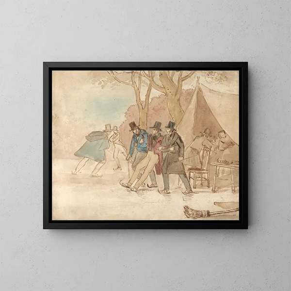 Skating in the Park - John James Chalon — framed artwork on a wall