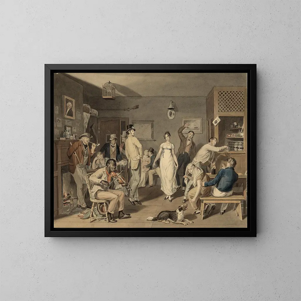 Dance in a Bar - John Lewis Krimmel — framed artwork on a wall