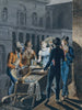 Nachtleven in Philadelphia, Oyster Barrow voor het Chestnut Street Theater - John Lewis Krimmel — weergave van het kunstwerk