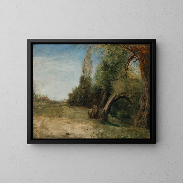 Allée d'orme avec le ruisseau de Bayswater à côté - John Linnell — framed artwork on a wall