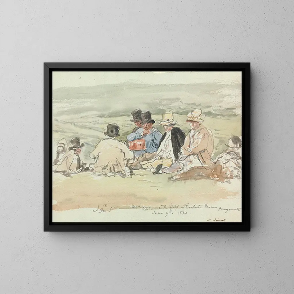 van Faucheurs dans le champ à Porchester Terrace, Bayswater, 9 juin 1830 - John Linnell — ingelijst kunstwerk aan de muur
