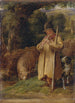 Jonge herder die fluit speelt - John Linnell — weergave van het kunstwerk
