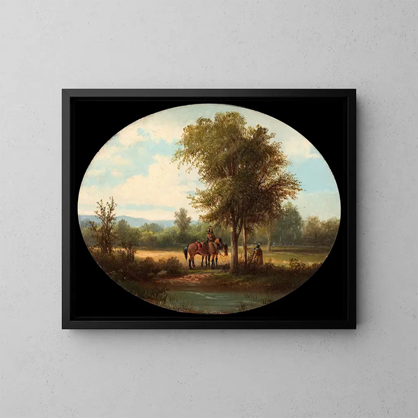 A Morning in Milk River Valley - John Mix Stanley — framed artwork on a wall
