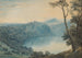 Lac de Nemi en stad Genzano - John Robert Cozens — weergave van het kunstwerk