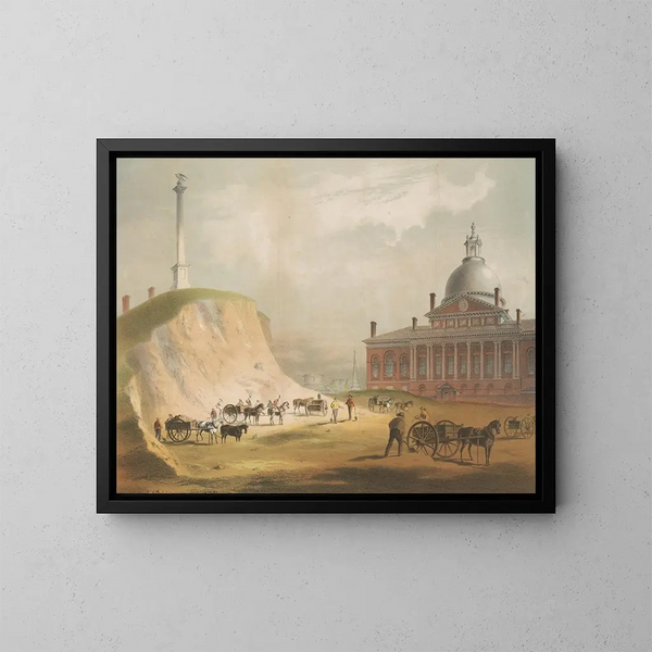 Old Boston Beacon Hill from the current reservoir site between Hancock Streets - John Rubens Smith — framed artwork on a wall