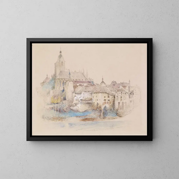 Lauffenburg sur le Rhin - John Ruskin — framed artwork on a wall