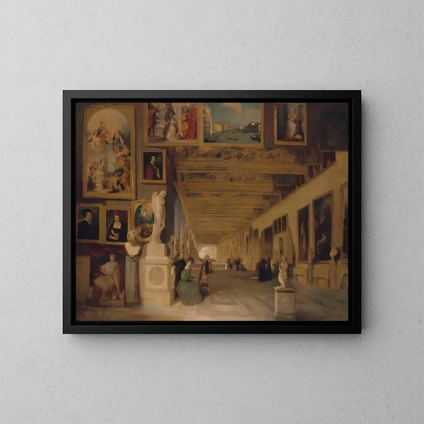 La Galerie Longue des Offices de Florence - John Scarlett Davis — ingelijst kunstwerk aan de muur