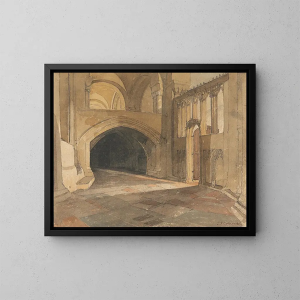 the Entrance to the Chapel of Jesus, Norwich Cathedral - John Sell Cotman — framed artwork on a wall