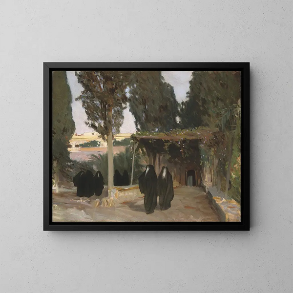 Een schaduwrijke weg in het Oosten - John Singer Sargent — ingelijst kunstwerk aan de muur