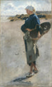 Jonge Bretonse met een mand Schets voor Oesterplukkers van Cancale - John Singer Sargent — weergave van het kunstwerk