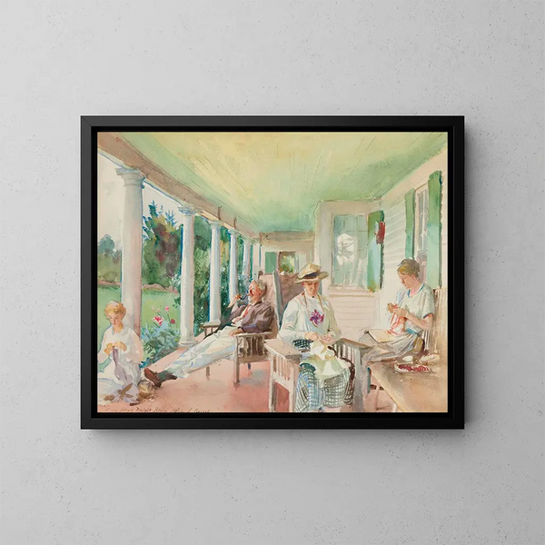 op de veranda - John Singer Sargent — ingelijst kunstwerk aan de muur