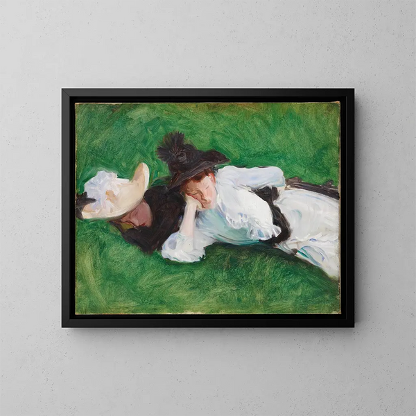 Twee meisjes op een gazon - John Singer Sargent — ingelijst kunstwerk aan de muur