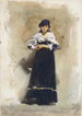 Jonge vrouw met een zwarte rok - John Singer Sargent — weergave van het kunstwerk