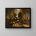 Landschapschilderij met bush, waterval en een Aboriginal die in New South Wales inheemse dieren achtervolgt - John Skinner Prout — ingelijst kunstwerk aan de muur