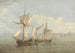 Un hoy et un lougre avec d'autres navires sur une mer calme - John Thomas Serres — artwork view