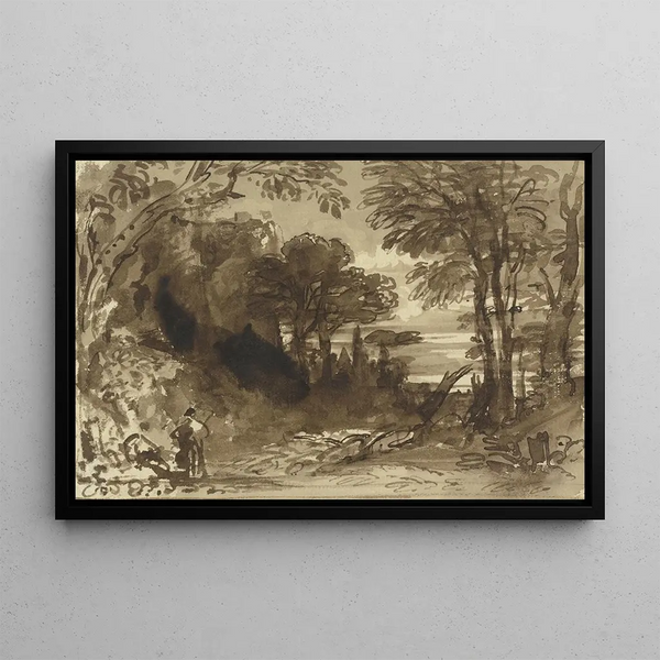 A clearing in a forest - John Varley — framed artwork on a wall