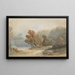 Landschap met Meer en Figuur - John Varley — ingelijst kunstwerk aan de muur
