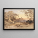 Landschap met figuren en ver weg gelegen kasteel - John Varley — ingelijst kunstwerk aan de muur