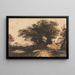 Landschapskunstdruk met een boeket bomen naast een weg en een beek - John Varley — ingelijst kunstwerk aan de muur