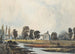 Landschap met een beek en een kerk op de achtergrond - John Varley — weergave van het kunstwerk