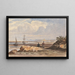 Rivage met twee figuren en een verre stad - John Varley — ingelijst kunstwerk aan de muur