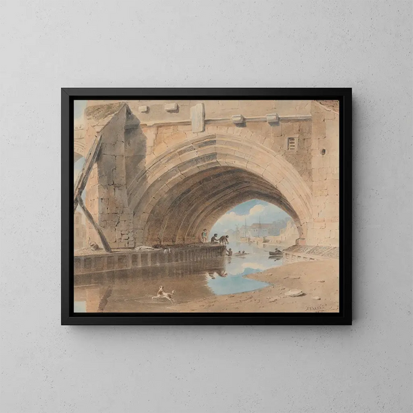 Under the Ouse Bridge swimming - John Varley — framed artwork on a wall