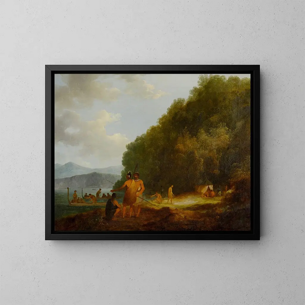 Crique des navires, son de Queen Charlotte - John Webber — framed artwork on a wall