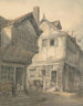 Oude huizen in St. Albans - John Whichelo — weergave van het kunstwerk