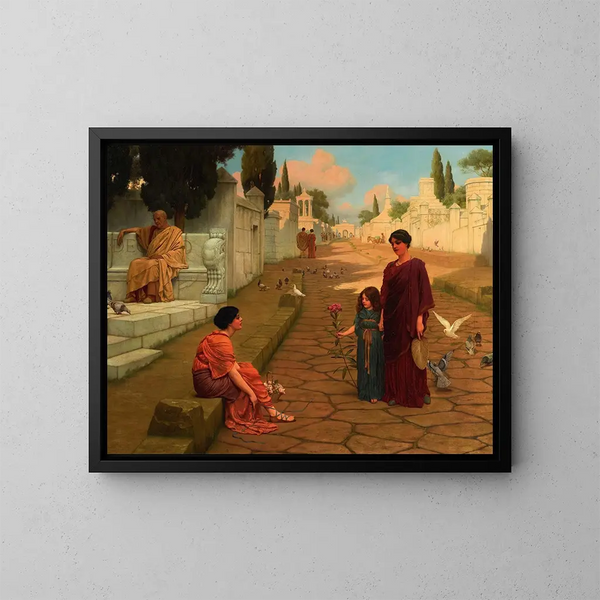 Buiten de poort van Pompeii - John William Godward — ingelijst kunstwerk aan de muur