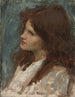 Hoofd van een meisje - John William Waterhouse — weergave van het kunstwerk