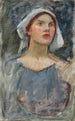 Studie van hoofd voor Het Betoverde Tuin - John William Waterhouse — weergave van het kunstwerk