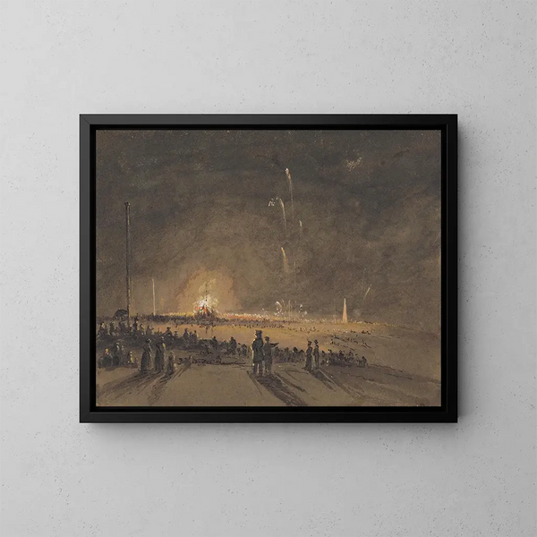 Un feu d'artifice - John Wilson Carmichael — framed artwork on a wall