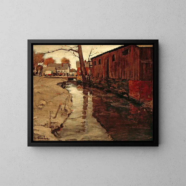 Watermill Painting - Jonas Lie — framed artwork on a wall
