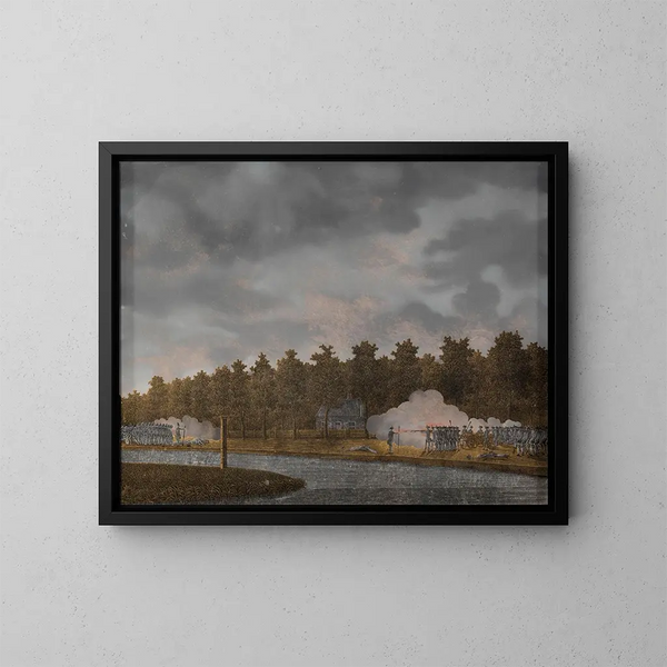 van Vuurgevecht op de Vaartse Rijn nabij Jutphaas - Jonas Zeuner — ingelijst kunstwerk aan de muur