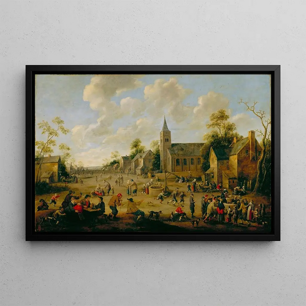 a village festival - Joost Cornelisz Droochsloot — framed artwork on a wall