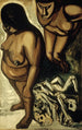 Vrouwen uit de indiaanse serie Los teules - José Clemente Orozco — weergave van het kunstwerk
