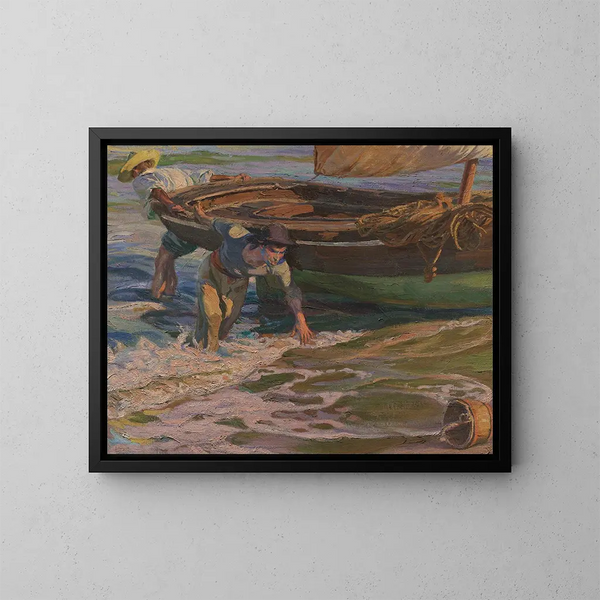 Mise à sec du bateau - José Mongrell — framed artwork on a wall