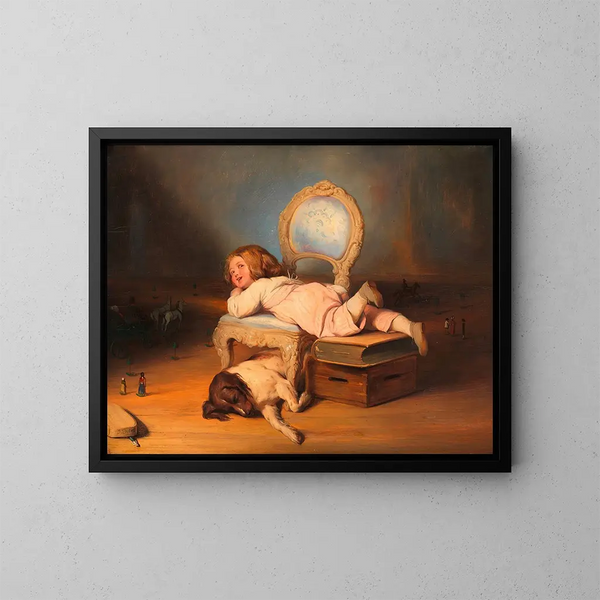 L'enfant et son monde - Josef Danhauser — framed artwork on a wall