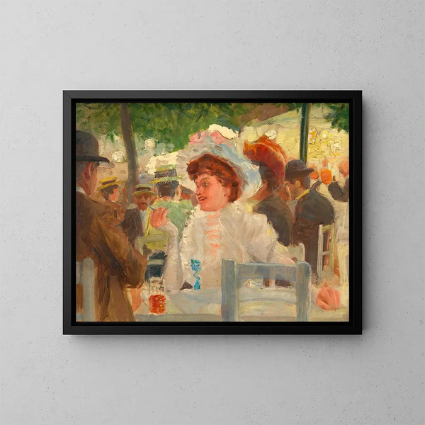 Scene of gambling in an inn - Josef Engelhart — framed artwork on a wall