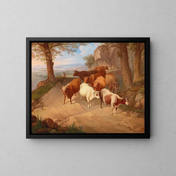 Ramener le troupeau des alpages - Josef Feid — framed artwork on a wall