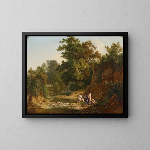 Landscape with Bathers - Josef Feid — framed artwork on a wall