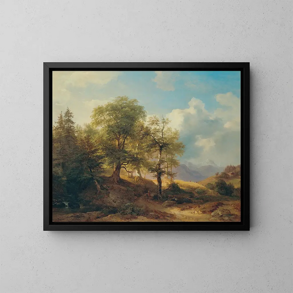 Summer Mountain Landscape Painting - Josef Höger — framed artwork on a wall