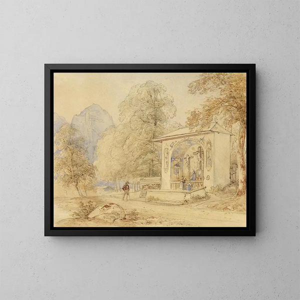Pilgrim and Golgotha Chapel - Josef Höger — framed artwork on a wall