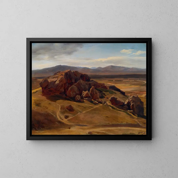 Mountain landscape painting near Athens, the Areopagus - Josef Hoffmann — framed artwork on a wall