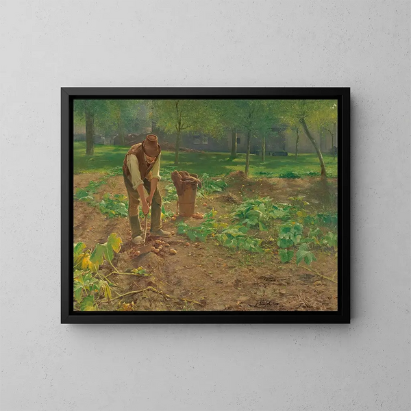 Harvest of Potatoes - Josef Kinzel — framed artwork on a wall