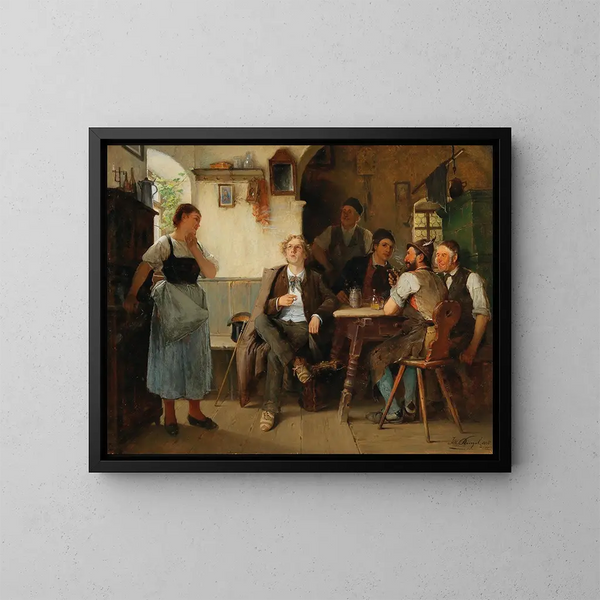 La visite des étudiants - Josef Kinzel — framed artwork on a wall