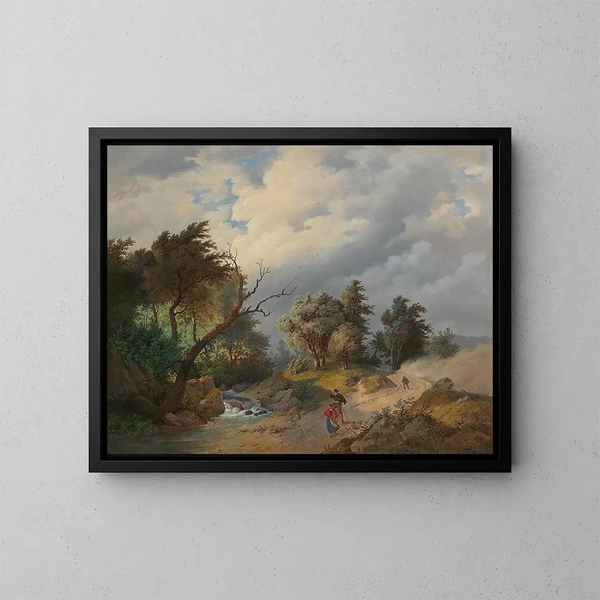 Landscape under a Rising Storm - Josef Kriehuber — framed artwork on a wall