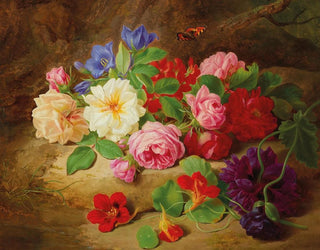 Josef Lauer - A Forest Floor with Roses and a Butterfly.webp